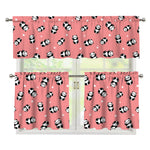 Cute Baby Panda Pattern Print 3 Piece Kitchen Curtains