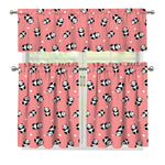 Cute Baby Panda Pattern Print 3 Piece Kitchen Curtains