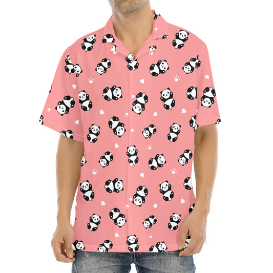 Cute Baby Panda Pattern Print Aloha Shirt