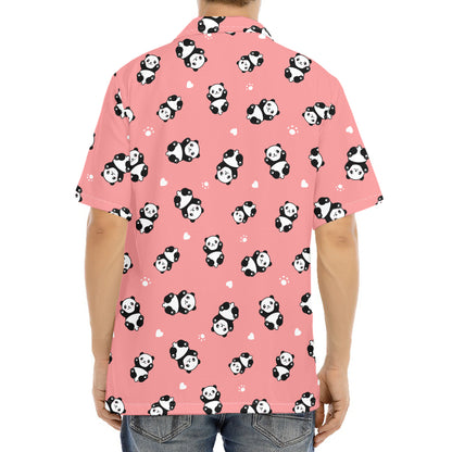 Cute Baby Panda Pattern Print Aloha Shirt