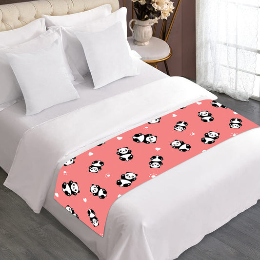 Cute Baby Panda Pattern Print Bed Runner