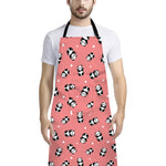 Cute Baby Panda Pattern Print Bib Apron With Pocket