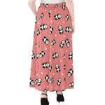 Cute Baby Panda Pattern Print Chiffon Maxi Skirt