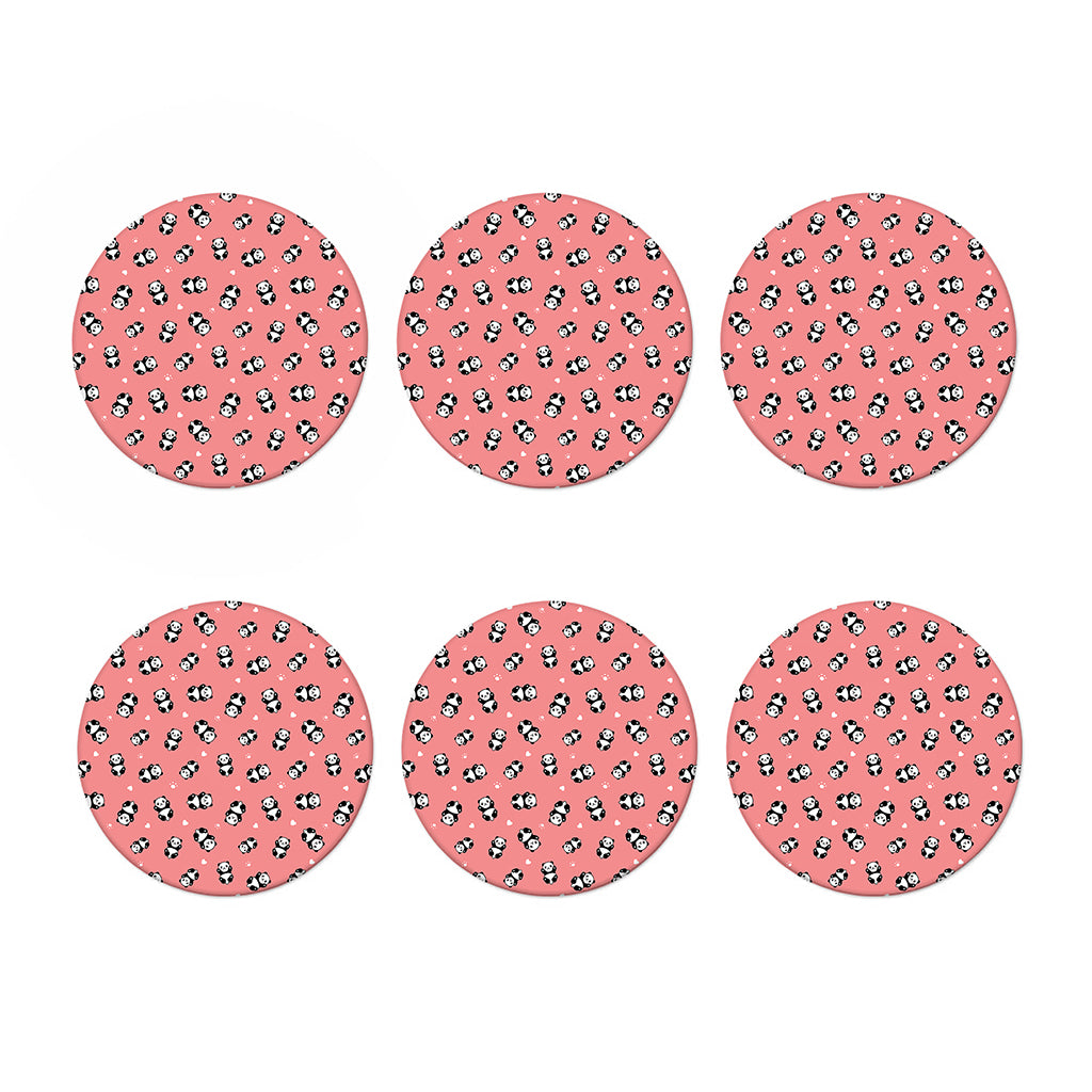 Cute Baby Panda Pattern Print Coaster Set