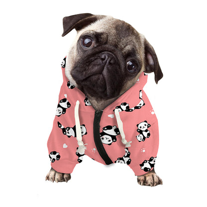 Cute Baby Panda Pattern Print Dog Zip Up Hoodie