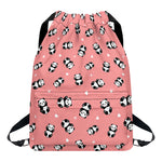Cute Baby Panda Pattern Print Drawstring Backpack