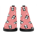 Cute Baby Panda Pattern Print Flat Ankle Boots