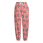 Cute Baby Panda Pattern Print Fleece Lined Knit Pants