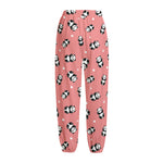 Cute Baby Panda Pattern Print Fleece Lined Knit Pants