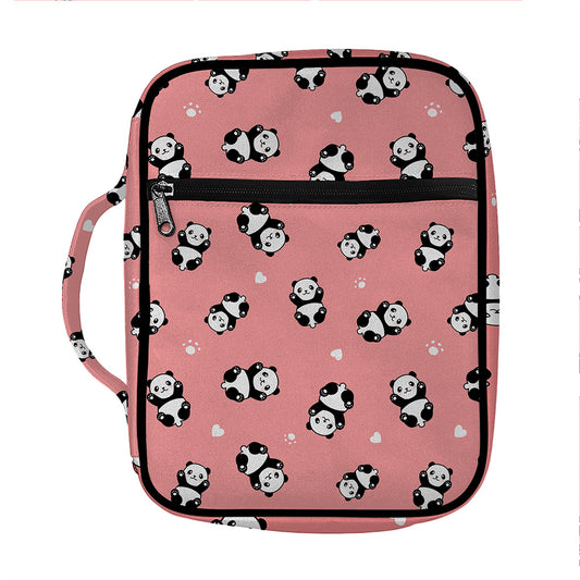 Cute Baby Panda Pattern Print Front Pocket Bible Bag