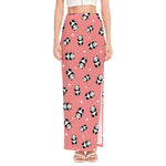 Cute Baby Panda Pattern Print High Slit Maxi Skirt