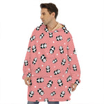 Cute Baby Panda Pattern Print Hoodie Blanket
