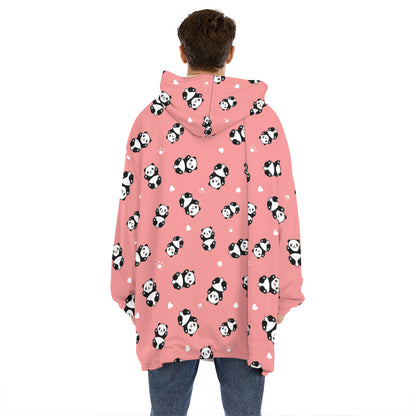 Cute Baby Panda Pattern Print Hoodie Blanket