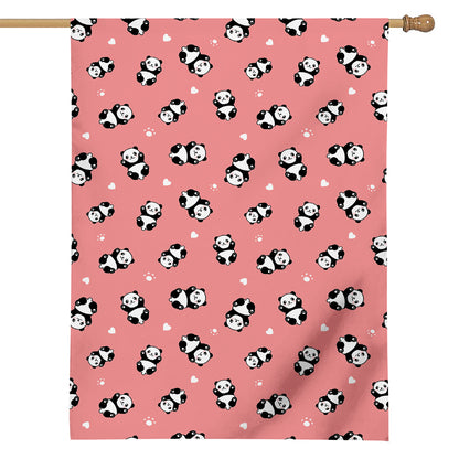 Cute Baby Panda Pattern Print House Flag