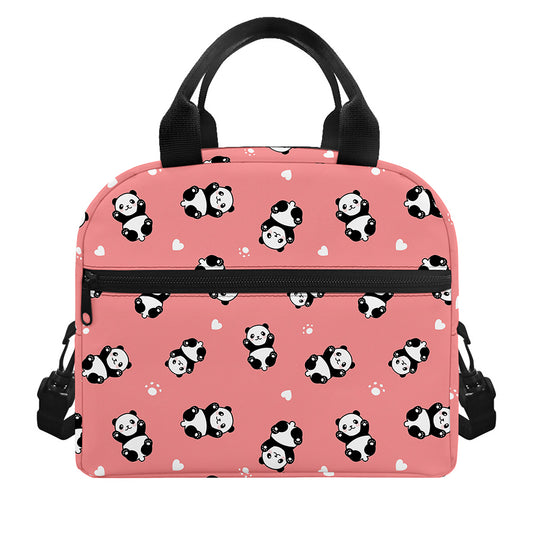 Cute Baby Panda Pattern Print Insulated Lunch Bag