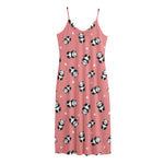 Cute Baby Panda Pattern Print Jersey Midi Cami Dress