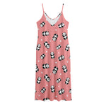 Cute Baby Panda Pattern Print Jersey Midi Cami Dress