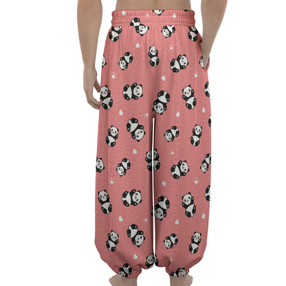 Cute Baby Panda Pattern Print Lantern Pants