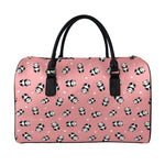 Cute Baby Panda Pattern Print Leather Duffle Bag