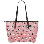 Cute Baby Panda Pattern Print Leather Tote Bag