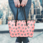 Cute Baby Panda Pattern Print Leather Tote Bag