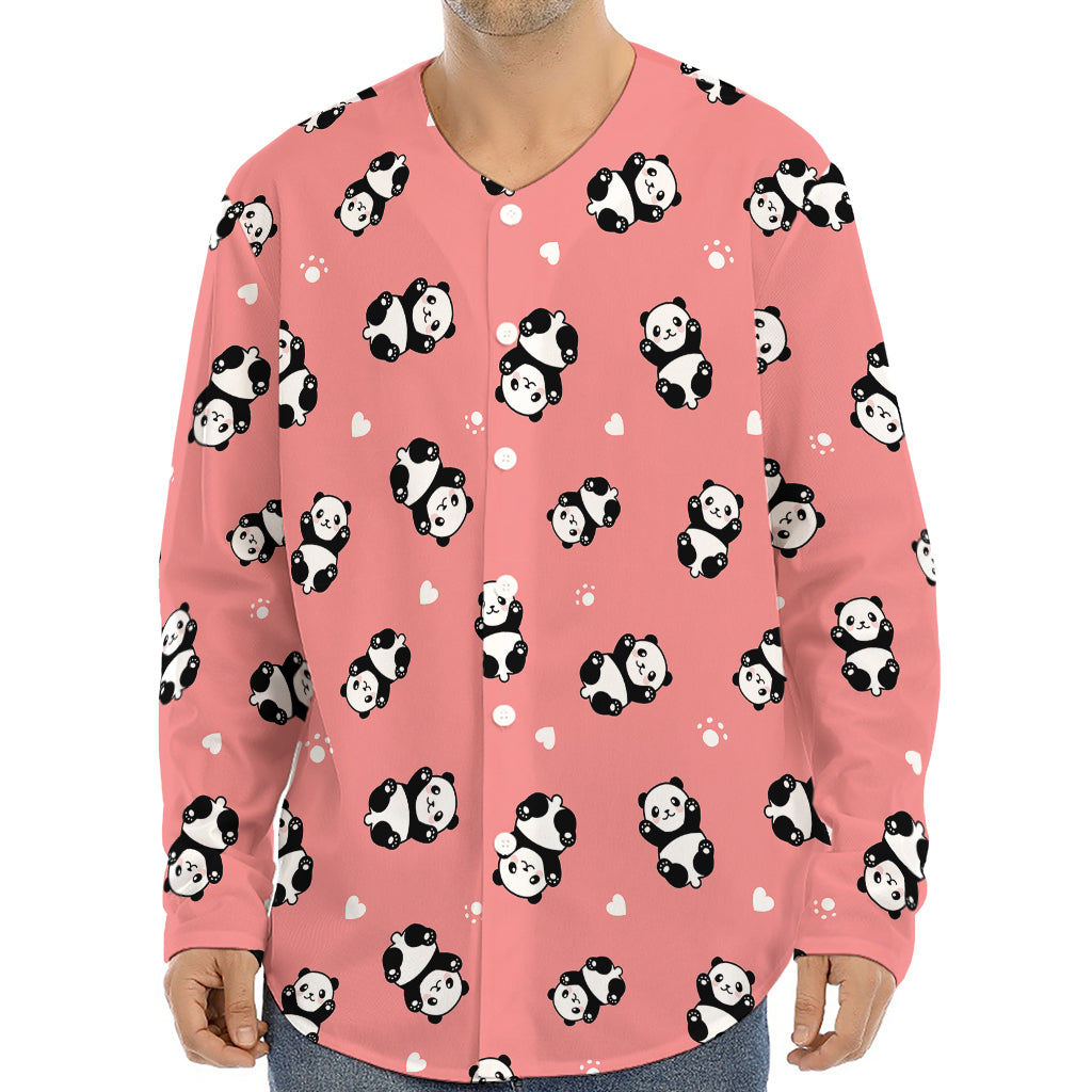 Cute Baby Panda Pattern Print Long Sleeve Baseball Jersey