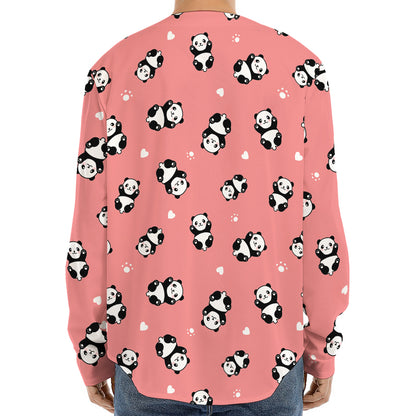 Cute Baby Panda Pattern Print Long Sleeve Baseball Jersey