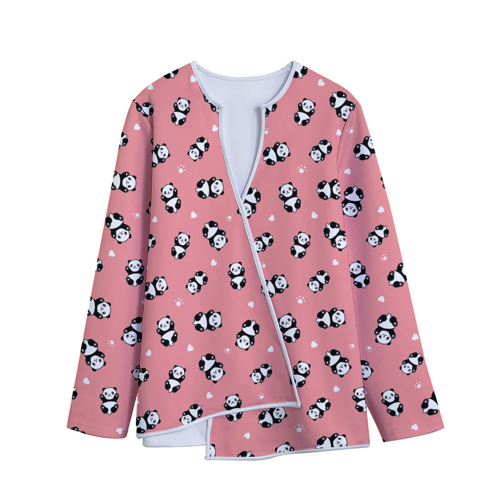 Cute Baby Panda Pattern Print Long Sleeve Short Coat