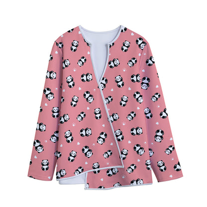 Cute Baby Panda Pattern Print Long Sleeve Short Coat