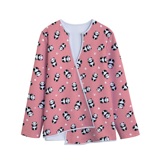 Cute Baby Panda Pattern Print Long Sleeve Short Coat