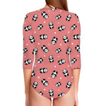 Cute Baby Panda Pattern Print Long Sleeve Swimsuit