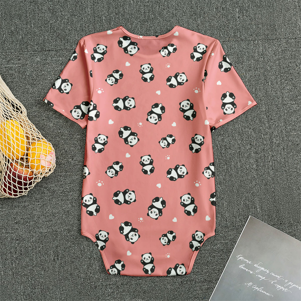 Cute Baby Panda Pattern Print Men's Bodysuit