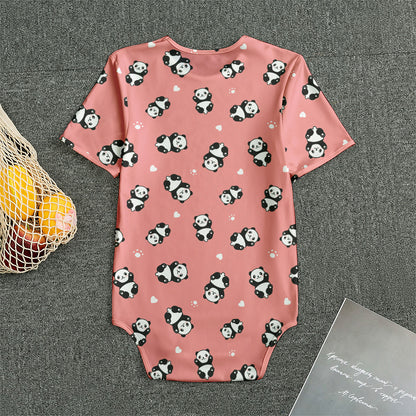 Cute Baby Panda Pattern Print Men's Bodysuit
