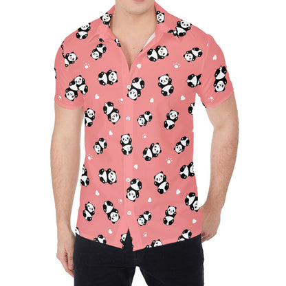 Cute Baby Panda Pattern Print Men's Shirt