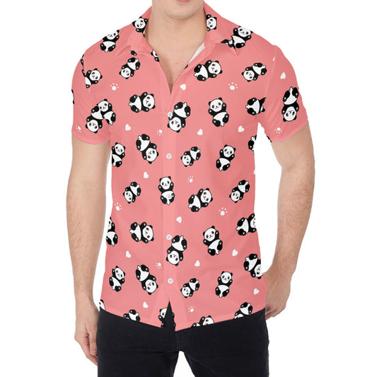 Cute Baby Panda Pattern Print Men's Shirt