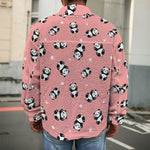 Cute Baby Panda Pattern Print Men's Shirt Jacket