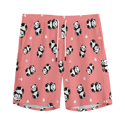 Cute Baby Panda Pattern Print Men's Sports Shorts