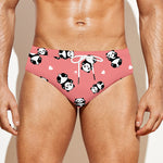 Cute Baby Panda Pattern Print Men's Swim Briefs