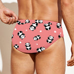Cute Baby Panda Pattern Print Men's Swim Briefs