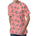 Cute Baby Panda Pattern Print Men's Velvet T-Shirt