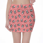 Cute Baby Panda Pattern Print Pencil Mini Skirt