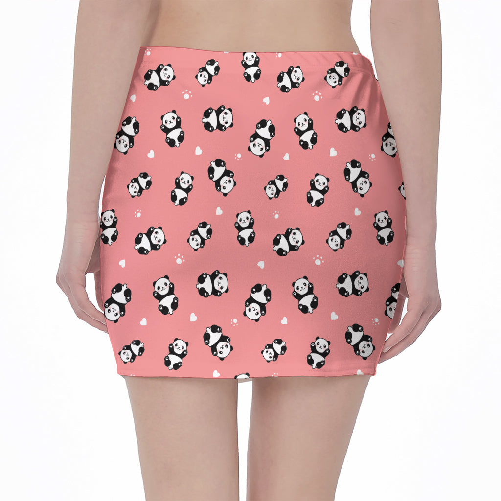 Cute Baby Panda Pattern Print Pencil Mini Skirt