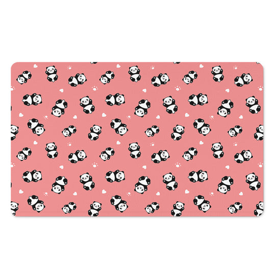 Cute Baby Panda Pattern Print Polyester Doormat