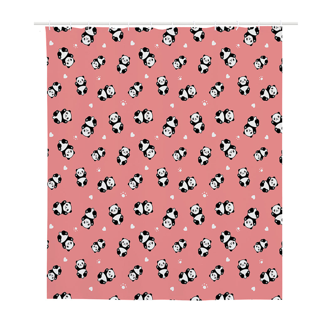 Cute Baby Panda Pattern Print Polyester Shower Curtain