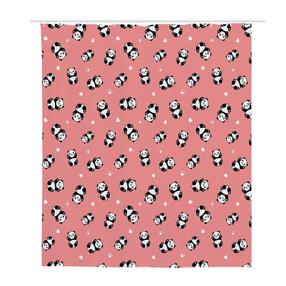 Cute Baby Panda Pattern Print Polyester Shower Curtain