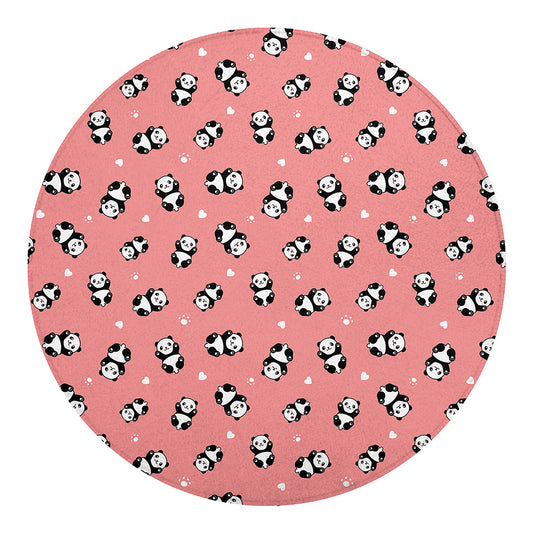 Cute Baby Panda Pattern Print Round Blanket