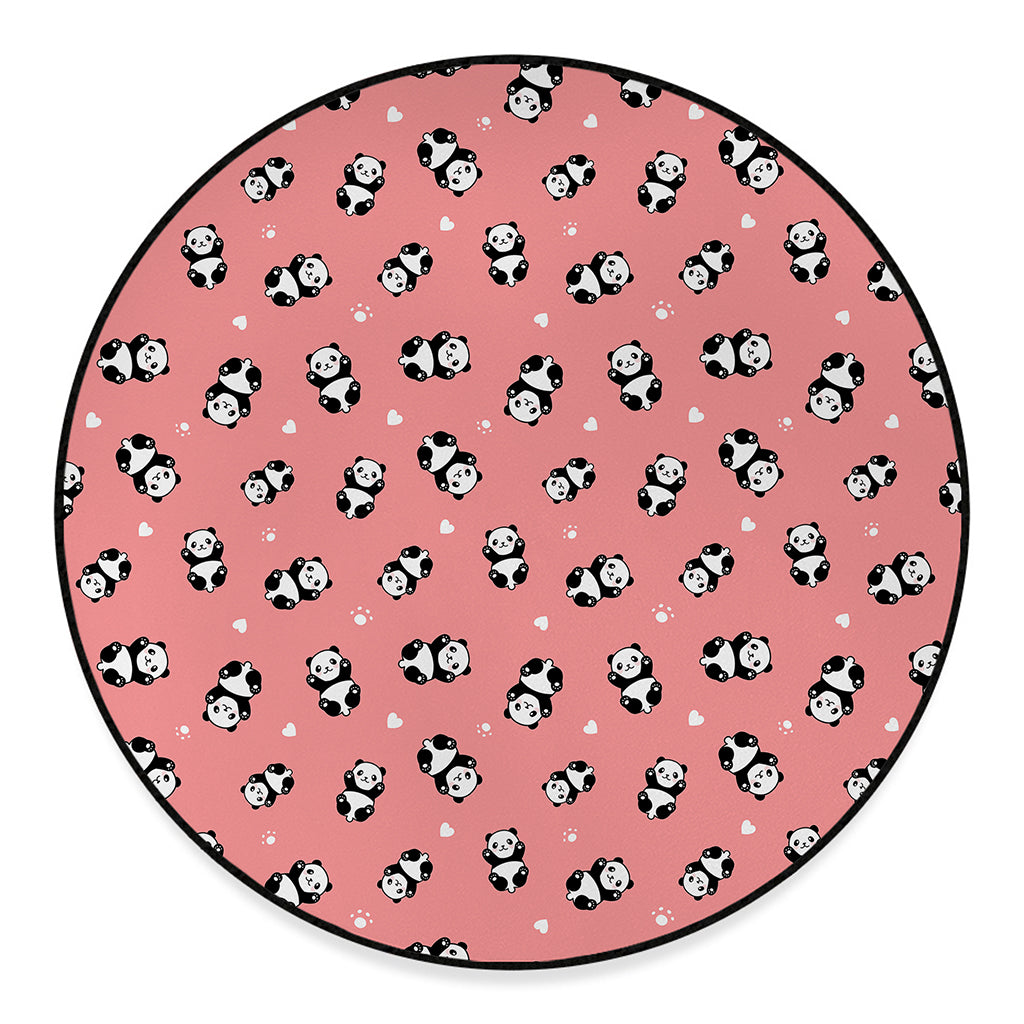 Cute Baby Panda Pattern Print Round Floor Mat