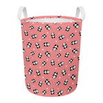 Cute Baby Panda Pattern Print Round Laundry Basket