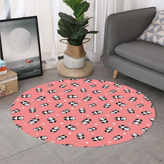 Cute Baby Panda Pattern Print Round Rug