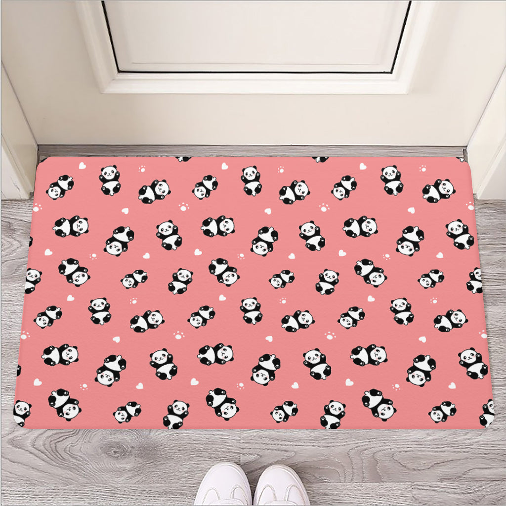 Cute Baby Panda Pattern Print Rubber Doormat